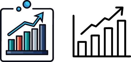 Growth Chart Icon Set Colorful vs Outline Style vector