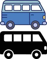Van Icon Set Colorful vs Simple Black Style vector