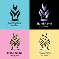 wondrous Unique logo design with different designs of the same shape For business company. Color editable. vector