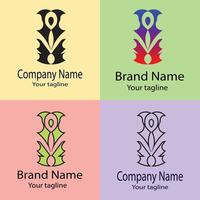 Best Unique logo design with different designs of the same shape For business company. Color editable. vector