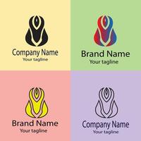 Commercial logo design with different designs of the same shape For business company. Color editable. vector
