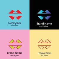 premium Unique logo design with different designs of the same shape For business company. Color editable. vector