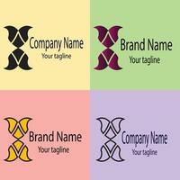 Professional logo design with different designs of the same shape For business company. Color editable vector