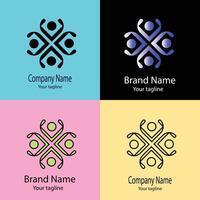 operative Unique logo design with different designs of the same shape For business company. Color editable. vector