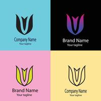 terrific Unique logo design with different designs of the same shape For business company. Color editable. vector
