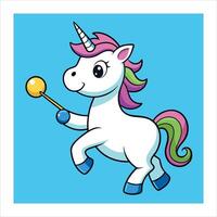 Cartoon unicorn playing with a ball vector