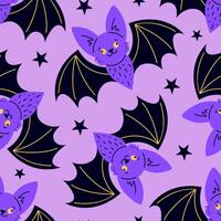 Seamless pattern with bats on pink background. vector