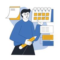 Management time and project plan. Time organization effeciency and schedule job project. work breakdown structure. vector