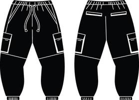 Sweatpant Technical Sketch with Front and Back View vector