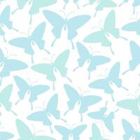 Seamless pattern with stylized butterflies. Soft colors, blue and green. vector