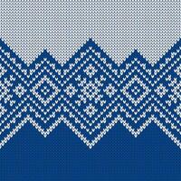 Scandinavian knitted seamless pattern. Norwegian native style sweater, ornament with snowflakes, zig zag. Fair Isle design. Wool texture. Winter holiday background vector