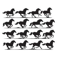A set of silhouettes of horses running vector