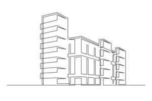 Continuous one line urban building vector