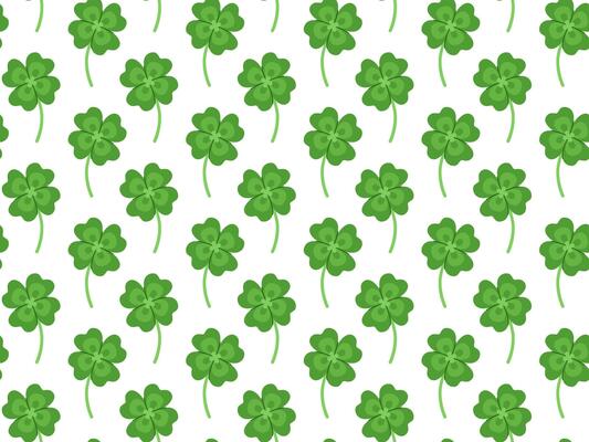 Four leaf lucky clovers cartoon seamless pattern for St. Patrick's Day.
