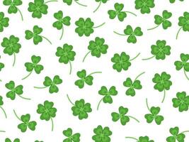 Four leaf and three leaf clovers cartoon seamless pattern for St. Patrick's Day. vector