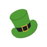 Leprechaun hat with black belt and buckle, tilted forward. Festive element for St. Patrick's Day. vector