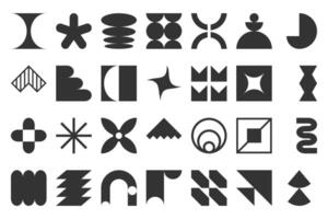 Collection of black abstract geometric shapes in a brutalist design style vector