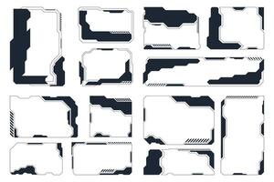 Futuristic HUD Interface Frames Pack. Sci-Fi Digital UI Panel Elements for Gaming and Tech Design vector