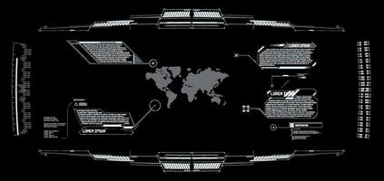 Modern digital map interface displaying global information and data analytics in a futuristic design. vector