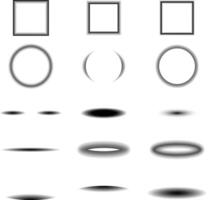 Various shadow shapes including squares, circles, and ellipses on a white background designed for graphic applications vector