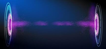 Digital vortex creating a mesmerizing light display with vibrant colors at night. vector