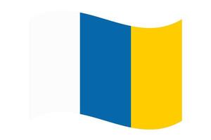 Wavy flag of Canary Islands, isolated on a transparent background. Flag of Autonomous Community of the Canary Islands. illustration. vector