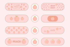 Peach set of stickers. Sticker Peach headbands. graphics vector
