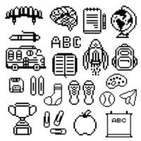 school set pixel objects vector
