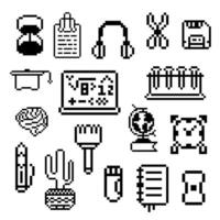 school objects pixel outline element vector