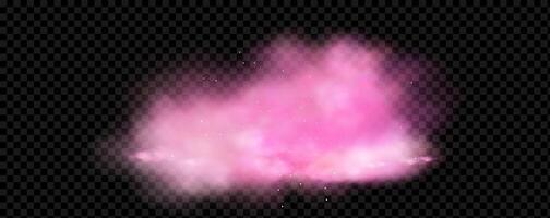 Pink smoke explosion on black background vector