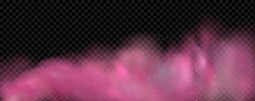 Pink aurora nebula on a black background vector