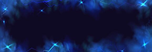 Blue background with lightning and stars vector