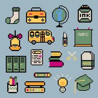 school objects pixel vector