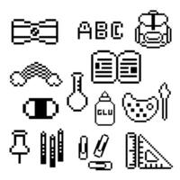 school objects pixel collection vector