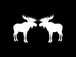 Silhouette of the Moose or Elk, largest and heaviest extant species of deer. Pair Animal. Flat style, can use for Logo Gram, Emblem, Animal Illustration, Pictogram, or for Graphic Design. vector