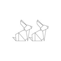 Pair Rabbit or Bunny Polygonal Lines, can use for Logo, Pictogram, Cute Animal Figure, Website, Apps, or Graphic Design Element. Simple, BW and Editable. vector