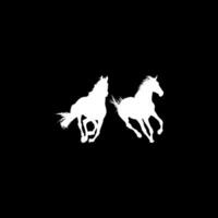 Pair Horse Silhouette, flat style, can use for Logo Gram, Art Illustration, Emblem, Pictogram, Apps, Website or Graphic Design Element. Simple and Memorable. vector