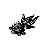 Silhouette of the Gold Fish, Oriental Style, can use for Ornate, Decoration, Logo Gram, Pictogram or Graphic Design Element. Simple, BW and Editable. vector
