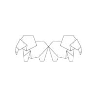 Pair Elephant Polygonal Lines, can use for Logo, Pictogram, Animal Figure, Website, Apps, or Graphic Design Element. Flat and Black White. vector