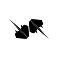 Pair Stingray Fish Shape Inspired by Origami Form, can use for Logo, Pictogram, Aquatic Animal Figure, Website, Apps, or Graphic Design Element. Flat and BW vector
