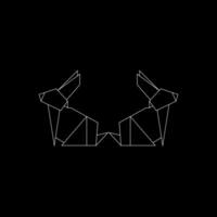 Pair Rabbit or Bunny Polygonal Lines, can use for Logo, Pictogram, Cute Animal Figure, Website, Apps, or Graphic Design Element. Flat and Memorable. vector
