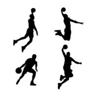 Basketball player silhouettes with various styles and techniques vector
