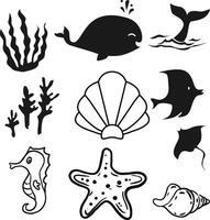 Underwater creatures and elements illustration vector