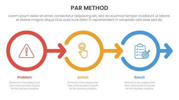 PAR method infographic 3 point with outline circle right arrow direction for slide presentation vector