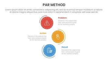 PAR method infographic 3 point with vertical stack circle direction for slide presentation vector