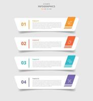 4 points template infographic with creative round rectangle box stacked with skew badge with drop shadow style with four stage list information vector