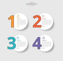 4 points template infographic with big circle with big number on left with drop shadow style with four stage list information vector