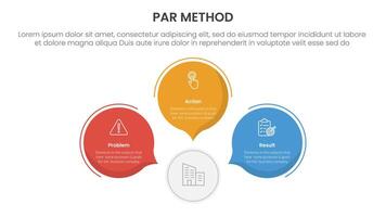PAR method infographic 3 point with circle callout comment shape for slide presentation vector