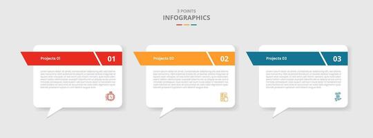 3 points template comparison concept for infographic with callout discussion box with sharp header with drop shadow style with two point list information vector