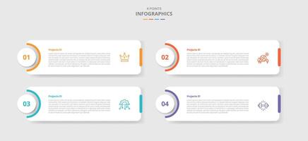 4 points template comparison concept for infographic with round box and circle badge on left cutting shape with drop shadow style with two point list information vector